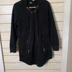 Jolie & Joy Lace-Up Front Hooded Sweatshirt Dress